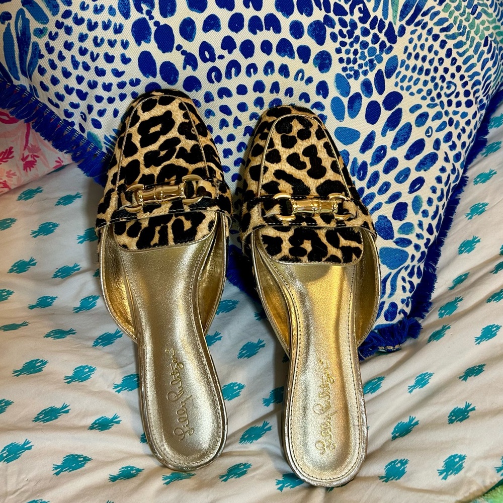 Lilly Pulitzer Andi Mule, leopard print slip on loader, Size 8